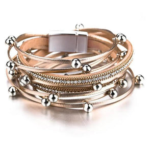 Women's Multi-Layer Beaded Leather Wrap Bracelet