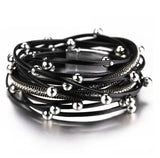 Women's Multi-Layer Beaded Leather Wrap Bracelet