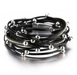 Women's Multi-Layer Beaded Leather Wrap Bracelet