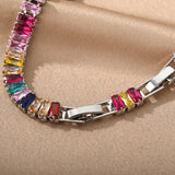 Boho Rainbow Zircon Tennis Bracelet Wedding Christmas Gift