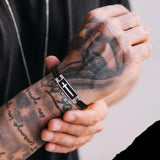 Men's Stainless Steel Cross Bracelet with Nylon Rope, Adjustable Faith Wristband