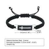 Men's Stainless Steel Cross Bracelet with Nylon Rope, Adjustable Faith Wristband