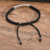 Men's Stainless Steel Cross Bracelet with Nylon Rope, Adjustable Faith Wristband