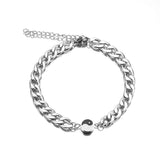 Stainless Steel YinYang Charm Couple Bracelets 2pcs/set