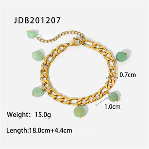 Bohemian Green Stone Tassel Pendant Chain Wrist Jewelry