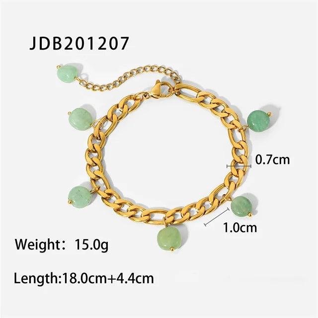 Bohemian Green Stone Tassel Pendant Chain Wrist Jewelry