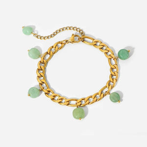 Bohemian Green Stone Tassel Pendant Chain Wrist Jewelry