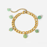 Bohemian Green Stone Tassel Pendant Chain Wrist Jewelry