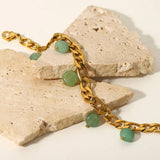 Bohemian Green Stone Tassel Pendant Chain Wrist Jewelry
