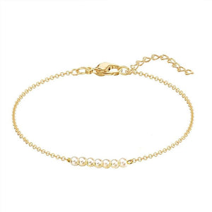 Women Stainless Steel Bracelet Simulated-Pearl Beaded Chain Charm Jewelry