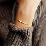 Women Stainless Steel Bracelet Simulated-Pearl Beaded Chain Charm Jewelry
