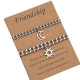 Sun Moon Couple Stainless Steel Bracelet Set Waterproof Jewelry