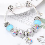 Enamel Unicorn Bangle with Crystal Beads Charm