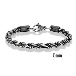 Vintage Twisted Rope Chain Bracelet Stainless Steel Punk Rock Biker Jewelry