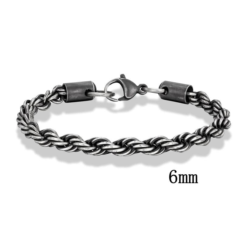 Vintage Twisted Rope Chain Bracelet Stainless Steel Punk Rock Biker Jewelry