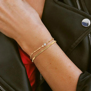 Double Chain Links Bracelets for Women, Stainless Steel Wristband