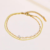 Double Chain Links Bracelets for Women, Stainless Steel Wristband
