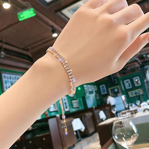 Geometric Zircon Bracelet Rose Crystal Chain Jewelry