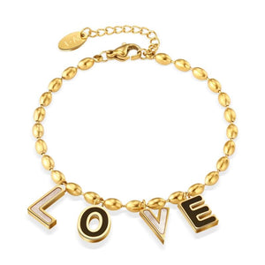 Stainless Steel Bracelet with LOVE Pendants