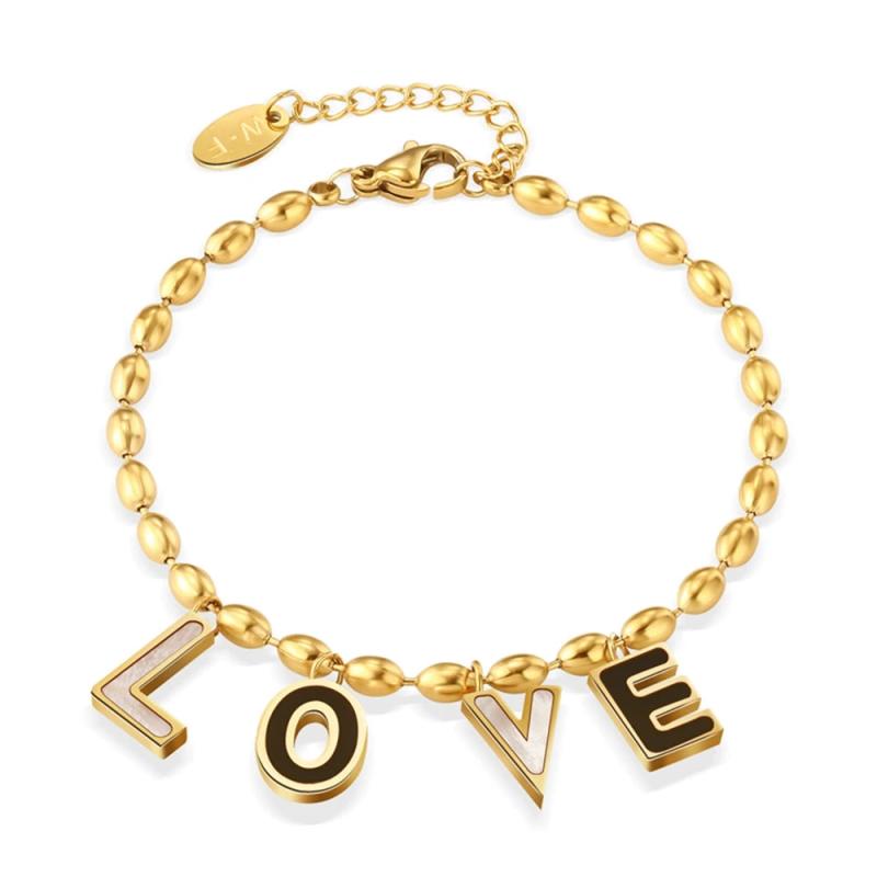 Stainless Steel Bracelet with LOVE Pendants