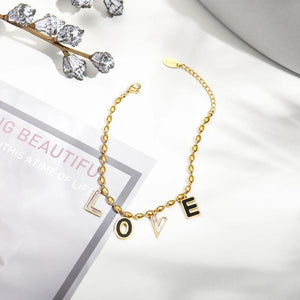 Stainless Steel Bracelet with LOVE Pendants