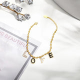 Stainless Steel Bracelet with LOVE Pendants