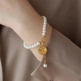 Chinese Style Lucky Letters Tag Pearl Bracelet High Female Wedding