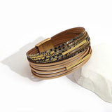 Geometric Metal Multilayer Leather Bracelet for Women