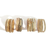 Geometric Metal Multilayer Leather Bracelet for Women