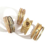 Geometric Metal Multilayer Leather Bracelet for Women