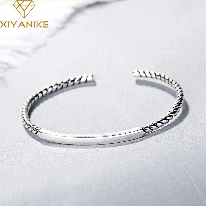 Silver Bead Bracelet Bangle for Women Wedding Anniversary Gift