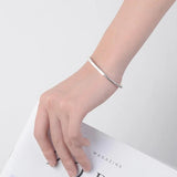 Silver Bead Bracelet Bangle for Women Wedding Anniversary Gift