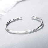 Silver Bead Bracelet Bangle for Women Wedding Anniversary Gift