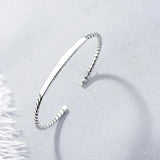 Silver Bead Bracelet Bangle for Women Wedding Anniversary Gift