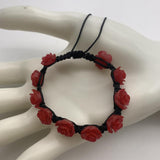 Cinnabar Red Rose Bracelet Hand-woven Jewelry
