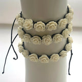 Cinnabar Red Rose Bracelet Hand-woven Jewelry