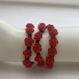 Cinnabar Red Rose Bracelet Hand-woven Jewelry