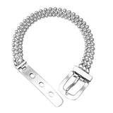 Mewanry Silver Bracelet for Women Vintage Three-Layer Bead Buckle Jewelry