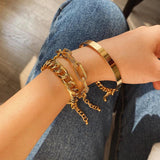 Bohemian Cuban Thick Chain Bracelets for Women Lock Snake Link Charm Bracelets