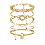 Bohemian Cuban Thick Chain Bracelets for Women Lock Snake Link Charm Bracelets