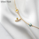 925 Silver Sweet Bee Flower Bracelet Hand Jewelry