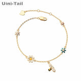 925 Silver Sweet Bee Flower Bracelet Hand Jewelry
