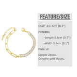 Cuban Link Chain Bracelet Women O Toggle Clasp Clear Crystal Tennis
