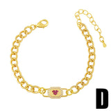 Cuban Link Chain Bracelet Women O Toggle Clasp Clear Crystal Tennis