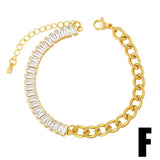 Cuban Link Chain Bracelet Women O Toggle Clasp Clear Crystal Tennis