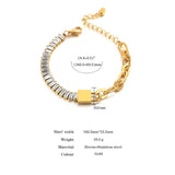 Stainless Steel Crystal Chain Bracelets Lock Charm Statement Female Jewelry