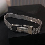 Silver Bracelets Weave Texture Chain Accessories Belt Buckle Party Jewelry