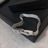 Silver Bracelets Weave Texture Chain Accessories Belt Buckle Party Jewelry