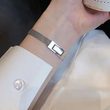 Silver Bracelets Weave Texture Chain Accessories Belt Buckle Party Jewelry