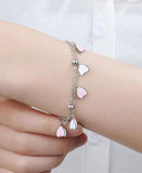 Pink Hearts Linked Chains Bracelet Resizable Jewelry